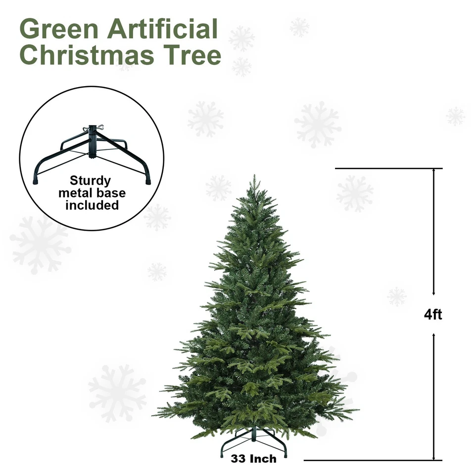 4 ft Artificial Full Christmas Tree European Fir XMAS tree & 907 PE PVC Tips - Image 2 of 4