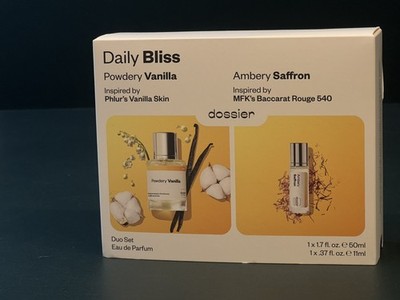 Dossier Daily Bliss Duo Set - Powdery Vanilla & Ambery Saffron - New in Box