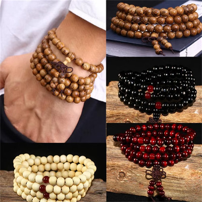 Tibetische 108 Mala Gebetsperlen Sandelholz Buddhist Armband Halskette Meditation