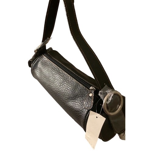 Black Shoulder Bag Parallel Cylinder Style with Zipper / Buckle Accents Retro