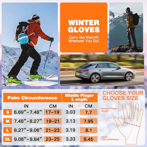 Winter wasserdichte Handschuhe Herren Damen, winddichte warme Skihandschuhe für große schwarz - Bild 6 von 6