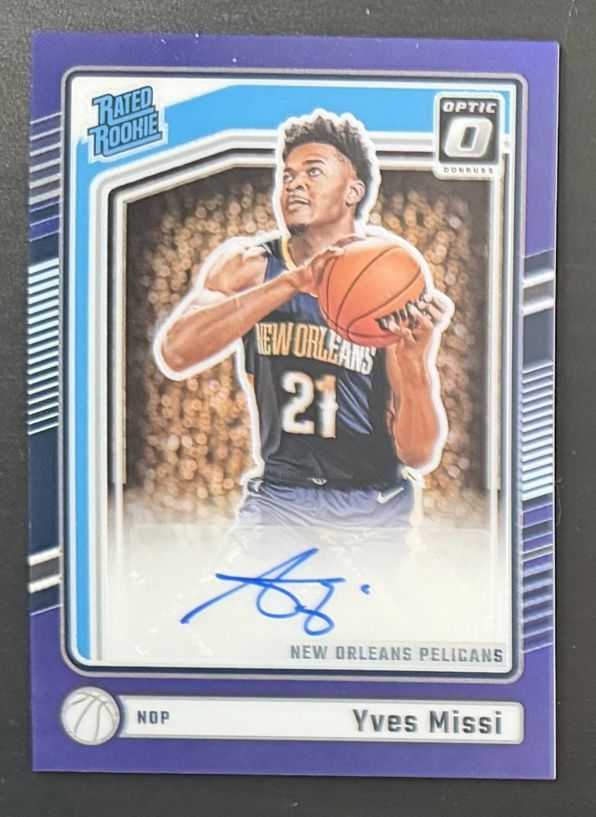 2024-25 Donruss Optic YVES MISSI Rated Rookie Purple Prizm Auto RC Pelicans NBA