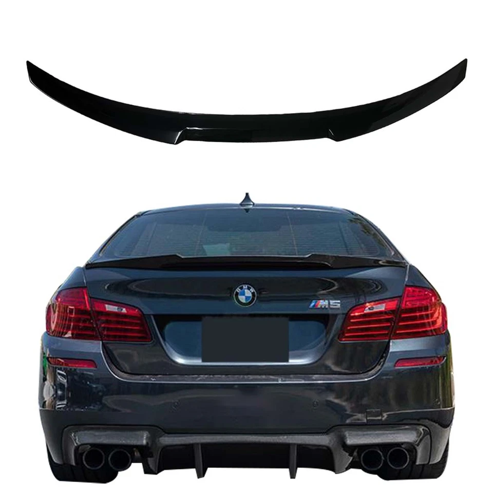 Fit 2011-16 BMW F10 5-Series Sedan Gloss Black M4 Style Rear Trunk Spoiler Wing - Image 2 of 4