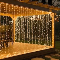 3X3M Led Lichtervorhang Mit 300 Leds, Warmweiß, Wasserdicht, Usb, 8 Modi, Timer