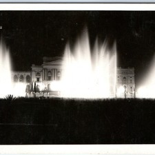 c1920s Sao Paulo, Brazil RPPC Ypiranga Museum Night Illuminated Fountains A349