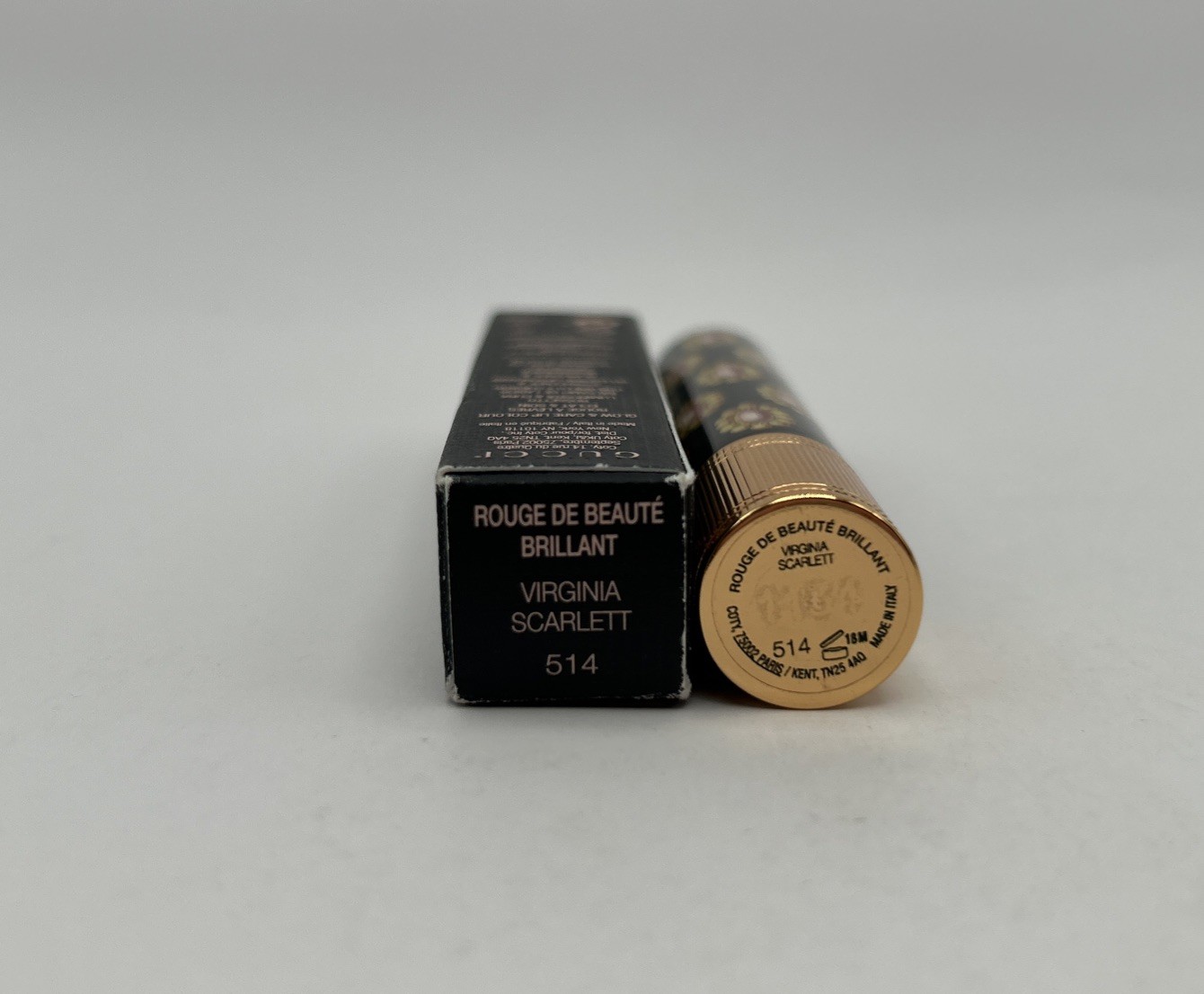 GUCCI Rouge De Beaute Brillant Shine Glow Care Lipstick 514 VIRGINIA SCARLET NEW thumbnail 3