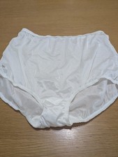 Vintage Silky Nylon Panties Size 7/L Brief Granny White Underscore