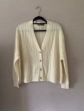 Cardigan donna Raffi giallo misto lana/cashmere maglia cavo tg L nuovo senza etichetta