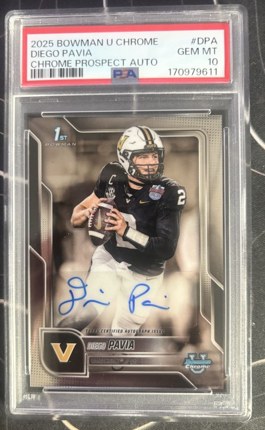 2025 BOWMAN U CHROME - DIEGO PAVIA - VANDERBILT - AUTOGRAPH - PSA 10
