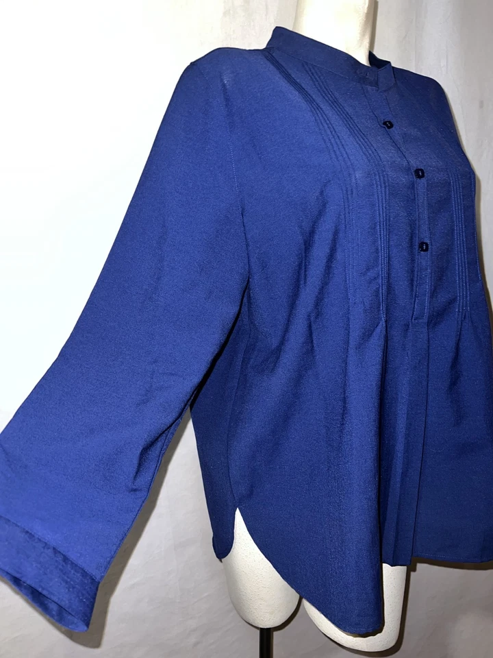 Top Travel Smith Talla Grande 1X Azul Cuello Botón Manga Larga Estilo Mandarín Túnica Foto 3 de 4