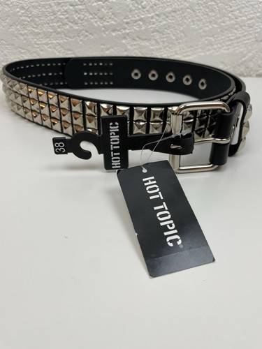 Hot Topic 3 Row Pyramid Studded Belt Unisex, Rock, Y2K, Biker, Grunge Size 38