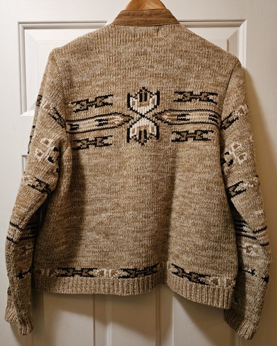 Pendleton Originals Leather Lambswool Sweater Jacket Southwest Aztec Womens XL - Picture 6 of 7