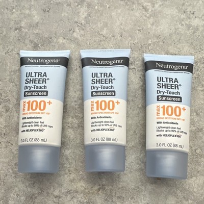 Neutrogena Ultra Sheer Dry-Touch SPF 100+ Chemical Sunscreen Lotion 3 x 3.0 fl  