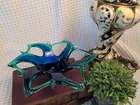 Vintage Murano Style Art Glass Bowl – Cobalt Blue & Teal Freeform Starburst