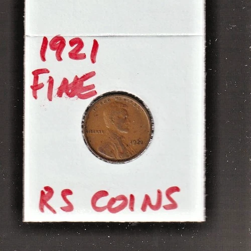 1921   FINE   LINCOLN  CENT     FINE  1921    /  RS COINS  #22H  FREE SHIP !