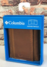 US Columbia Brown Leather Trifold Wallet - New