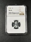 1943 Steel Wheat Cent MS66 HIGH GRADE NGC 1c Coin WW2