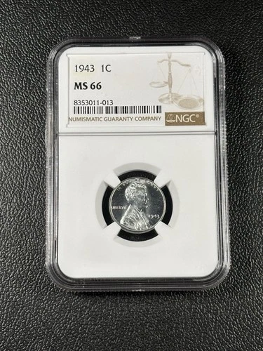 1943 Steel Wheat Cent MS66 HIGH GRADE NGC 1c Coin WW2