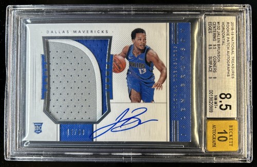 2018-19 National Treasures Jalen Brunson Rookie Patch Auto #/49 BGS 8.5 Auto 10