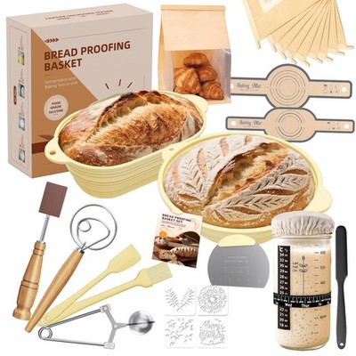 30-teiliges Sauerteig Starterset, 28 cm rund & 29 cm rund, oval, beige 
