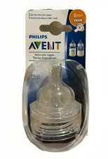 Philips Avent Anti-Colic Bottle Nipples Fast Flow 4 6m 2 Nipples BPA Free New