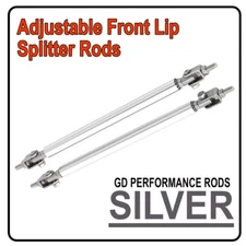 Front Splitter Support Rod- Charger Camaro Mustang Toyota Honda 10" -13" SILVER