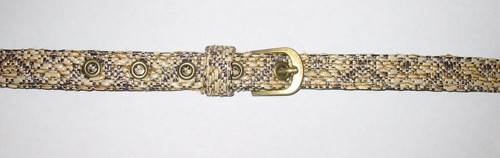 NEW - WOVEN STRAW BELT WITH VINYL BACKING- BROWN/BEIGE/WHITE - SIZE 14 3/4" WIDE - Picture 2 of 3