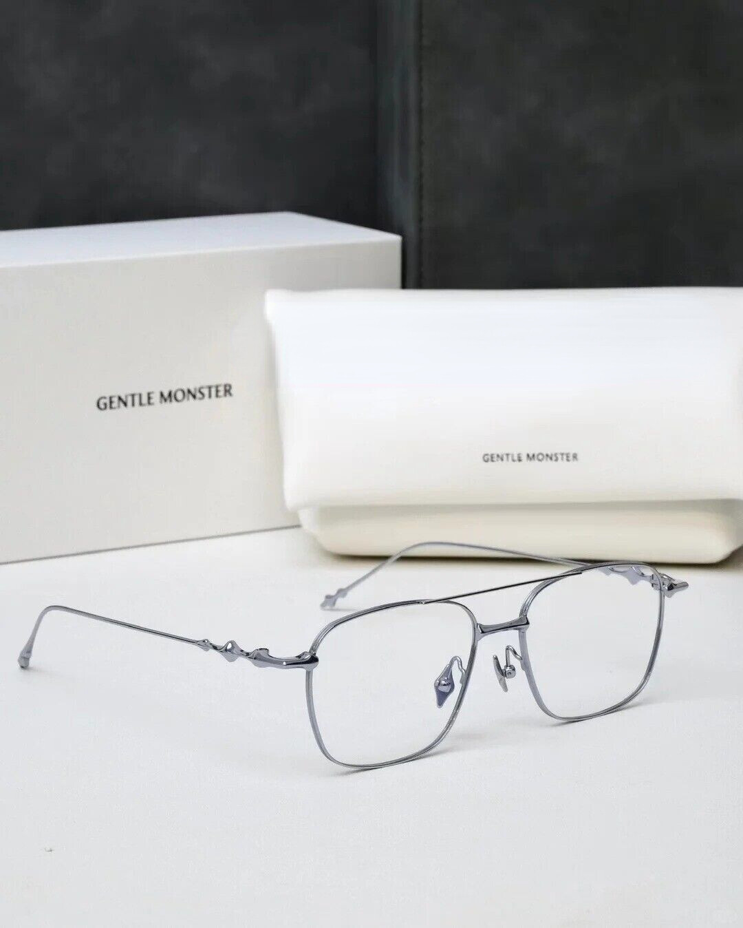 2024 GentleMonster Met 02 Silver Frame Clear Lens Sunglasses