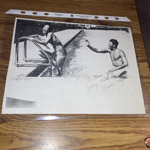 Ronald Reagan photocopy of old Movie Photo With Signature to Johnny 8x10