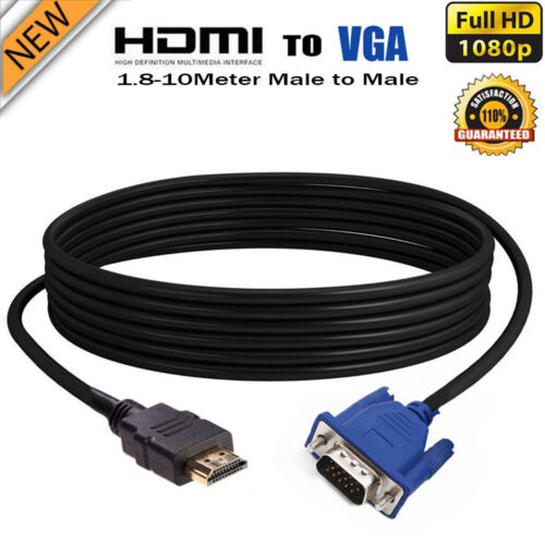 1-10M  For DVD 1080P HDTV PC HDMI Male to VGA Male Video Converter Adapter Cable - Zdjęcie 1 z 6
