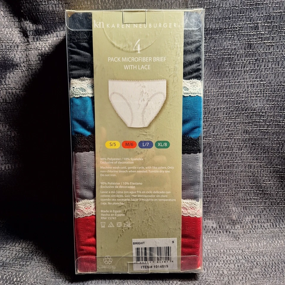 Paquete de 4 calzoncillos de microfibra con encaje Karen Neuburger para mujer talla pequeña S/5 corte alto Foto 2 de 4