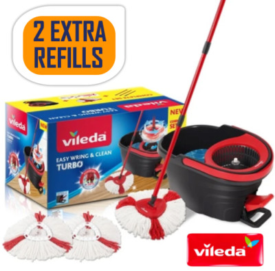 Vileda Easy Wring And Clean Turbo Mop / Bucket set With 2 Refills