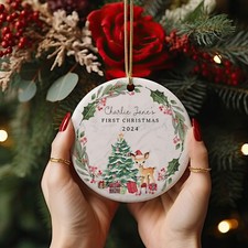 Personalized Baby's First Christmas Ornament 2025, Custom 1st Christmas Ornament