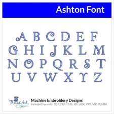 Threadart Machine Embroidery Design Ashton BX Font Alphabet Loaded on USB