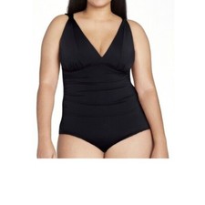 Women s One-Piece Plunged V-Neck Swimsuit from Time and Tru A2