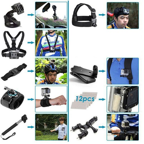 42 in Sports Camera Accessories Set Action Stick Kit Compatible Selfie - 第 5/12 張圖片