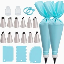 Cake Decorating Set – Piping Bags & Tips with 2 Reusable Bags