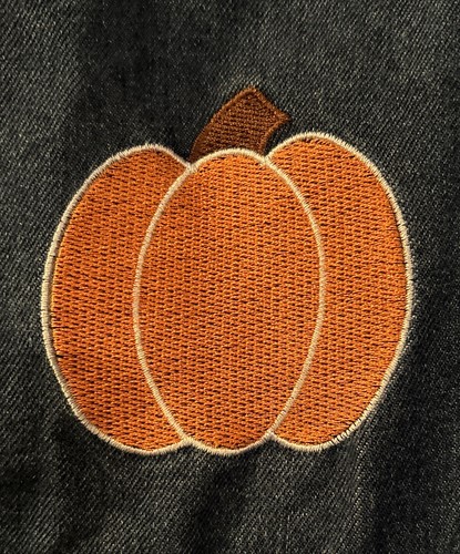 Overall Blue Jeans Orange Pumpkin Sequin Patched Girls Youth 2XL (18) Halloween - Picture 2 of 14