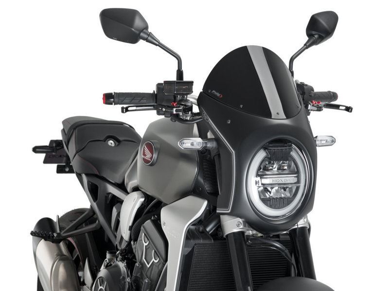 Puig Retro Blk Semi Fairing+Blk Screen 195mm Honda CB650 R Neo Sports Cafe 19-23
