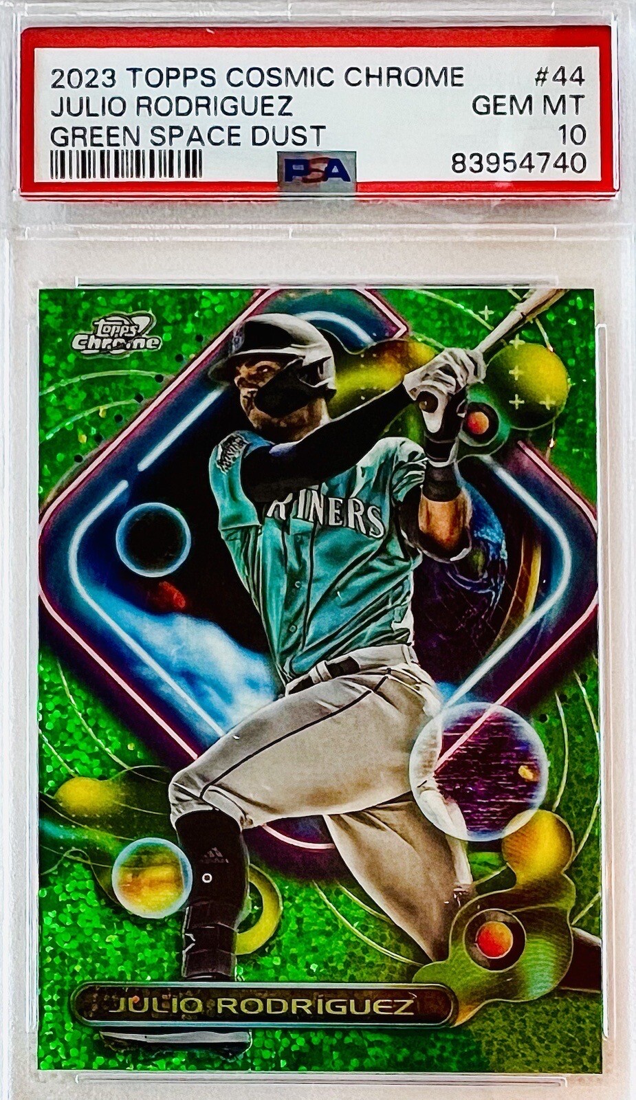 2023 Topps Cosmic Chrome Julio Rodriguez Green Space Dust #/75 SP PSA 10 💎 Pop