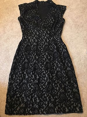 French Connection FCUK Lined Black Lace Sexy Pencil VNeck Short Sleeve Dress 4 | eBay French Connection FCUK Lined Black Lace Sexy Pencil VNeck Short Sleeve Dress 4 | eBay