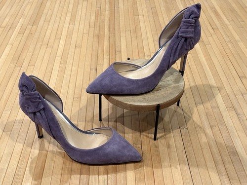 White House Black Market Ella Bow Violet Suede Vista Pump Pointed Toe Sz 6M $135 - Picture 2 of 10