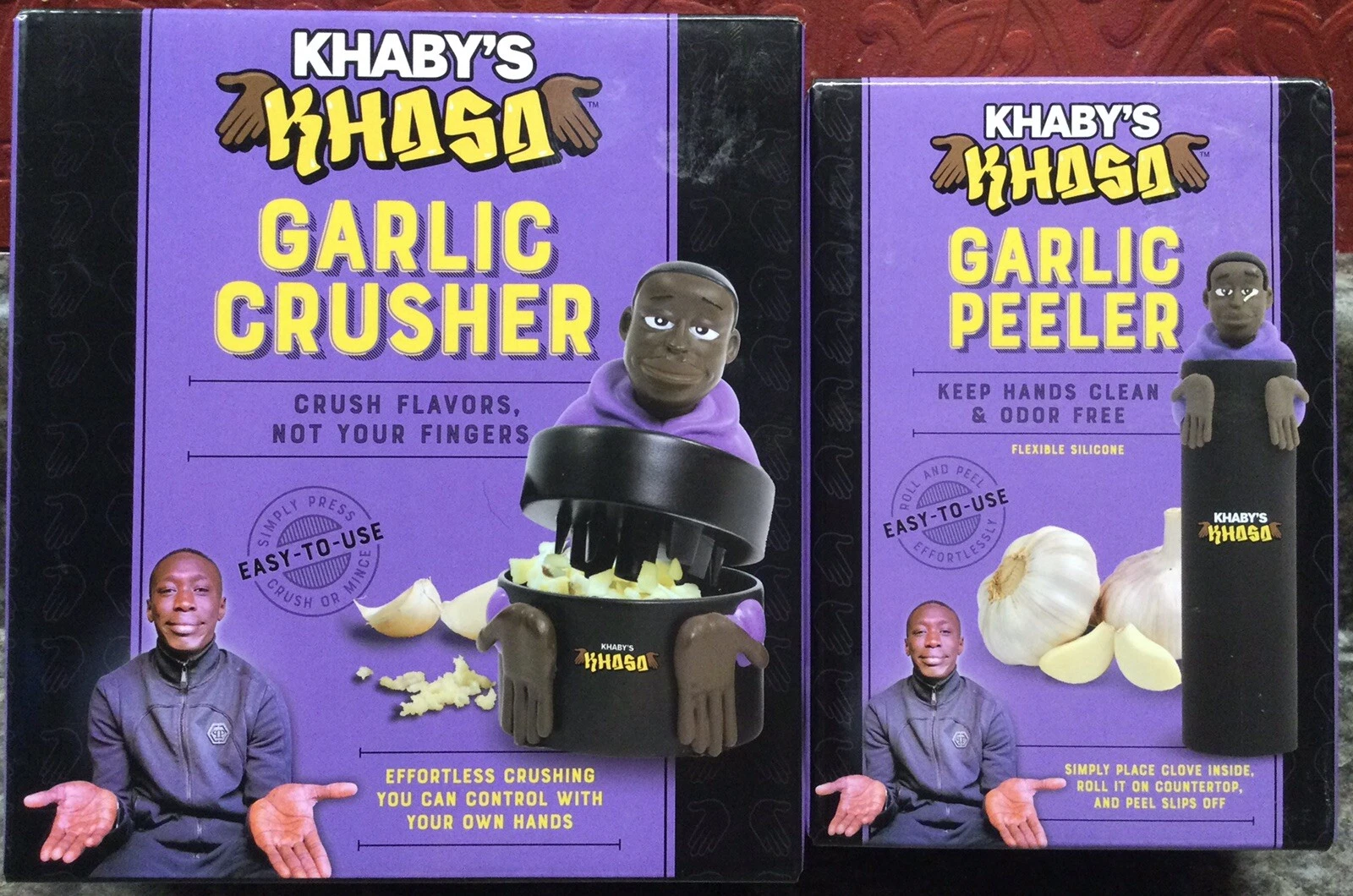 KHABY’S KHASA Garlic Peeler & Crusher 2 Piece Set