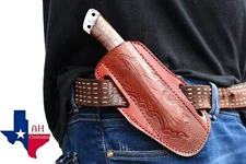 HAND MADE  PURE ENGRAVED LEATHER SHEATH FOR FIX BLADE KNIFE 