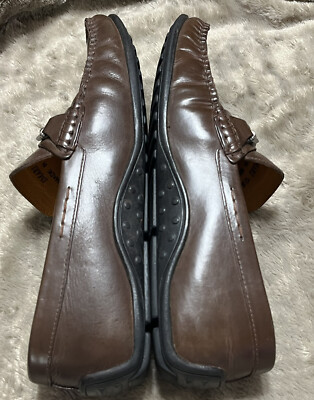 Donald Pliner Imari Brown Leather Horse Bit Moccasin Driving  display picture 2