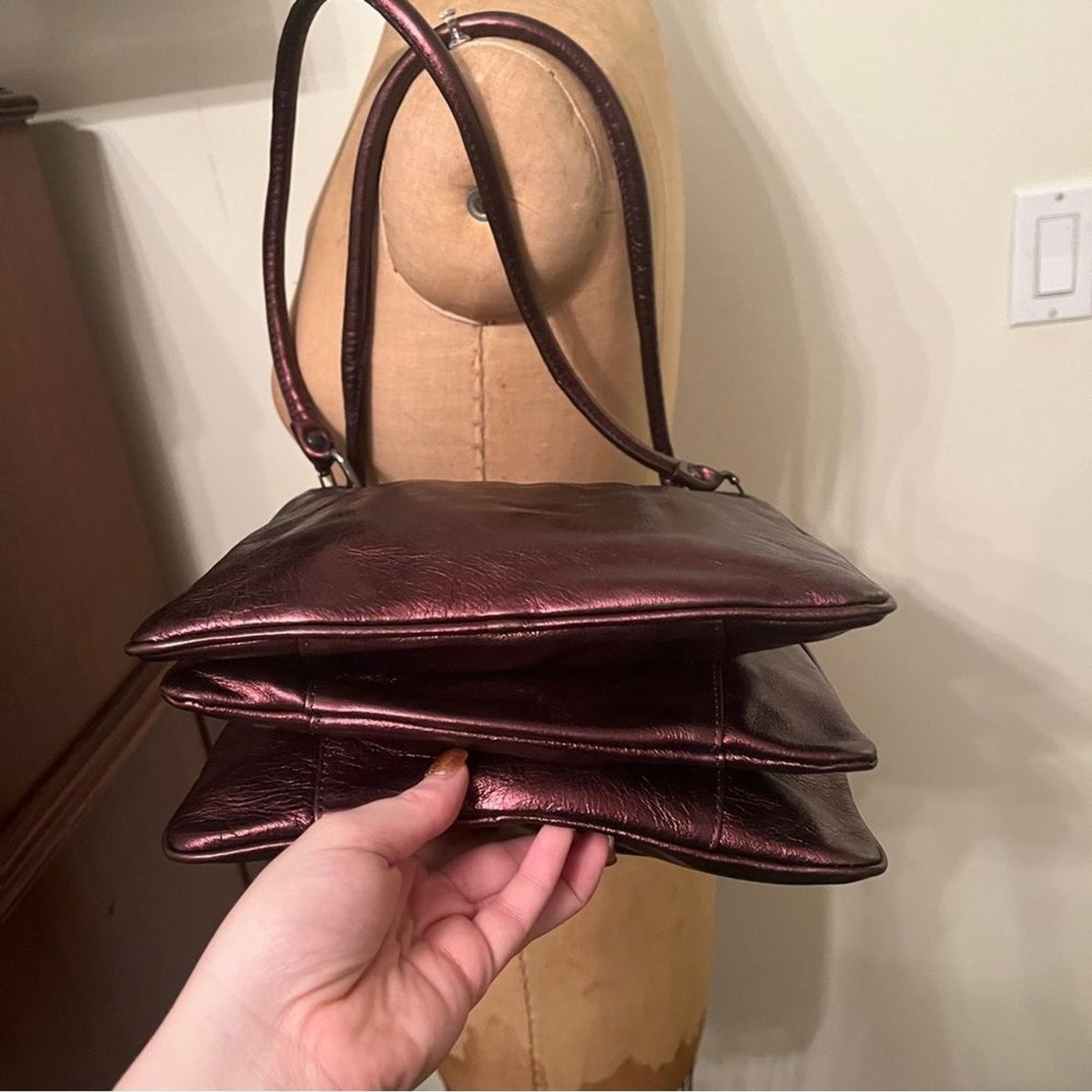 Y2K Vintage Plinio Visona Metallic Leather Shoulder Bag | eBay