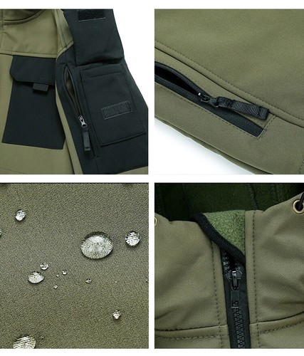 Tactical Jacket Men Women Military Outdoor Hood Windbreaker Work Soft Shell - Picture 23 of 27