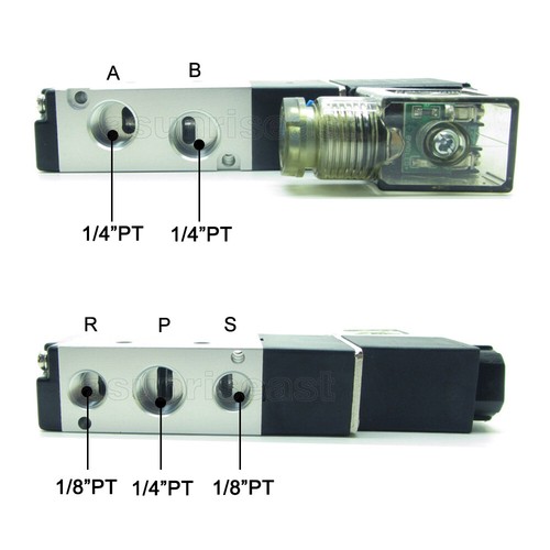 AC110V 5 Way Port 2 Position Pneumatic Air Solenoid Valve 1/4"PT Thread 4V210-08 - Picture 8 of 12