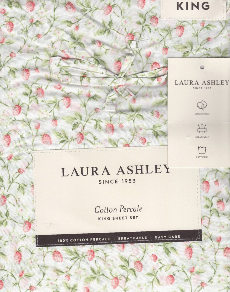 Laura Ashley King Sheet Set Bramble Vine Pink 4pc Cottage