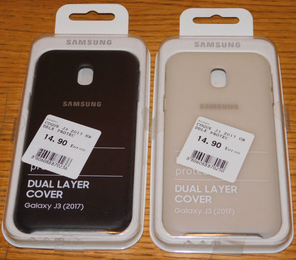 LOT 2x ORIGINAL SAMSUNG Galaxy J3 2017 etui protection TELEPHONE bi-matiere DUAL - Photo 1/4